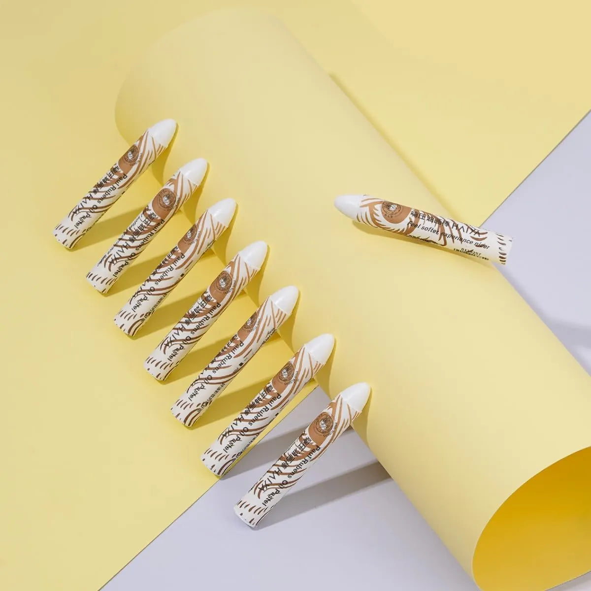 Paul Rubens White Oil Pastels 8 Pack Ultra-Soft Blendable Bullet Tip Art Supplies