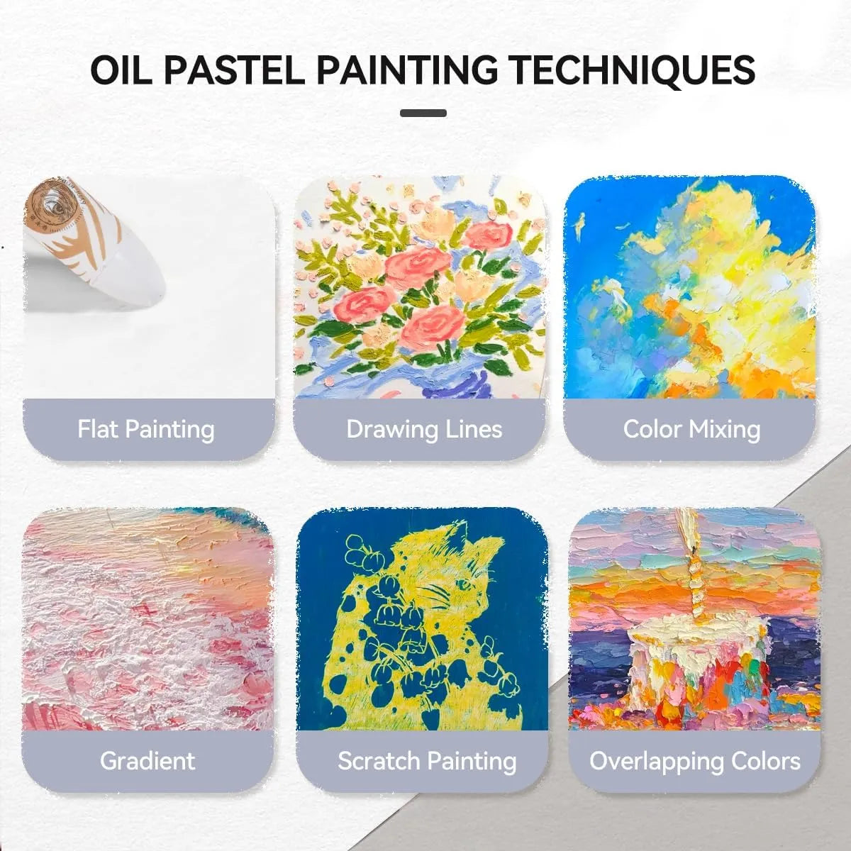 Paul Rubens White Oil Pastels 8 Pack Ultra-Soft Blendable Bullet Tip Art Supplies