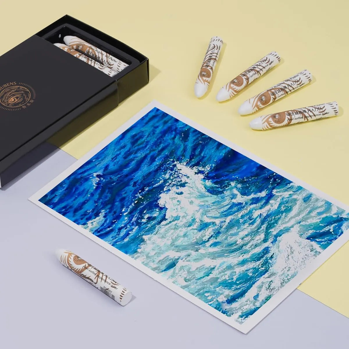 Paul Rubens White Oil Pastels 8 Pack Ultra-Soft Blendable Bullet Tip Art Supplies