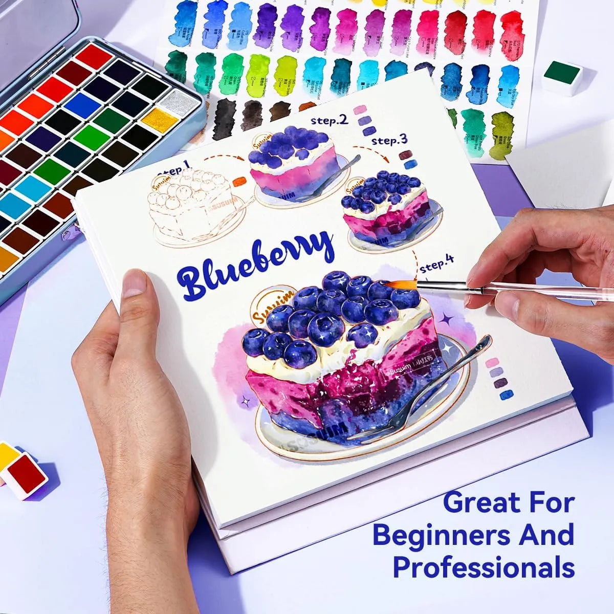 Paul Rubens Travel Watercolor Set 52 Colors with Drawing Pencil Pai