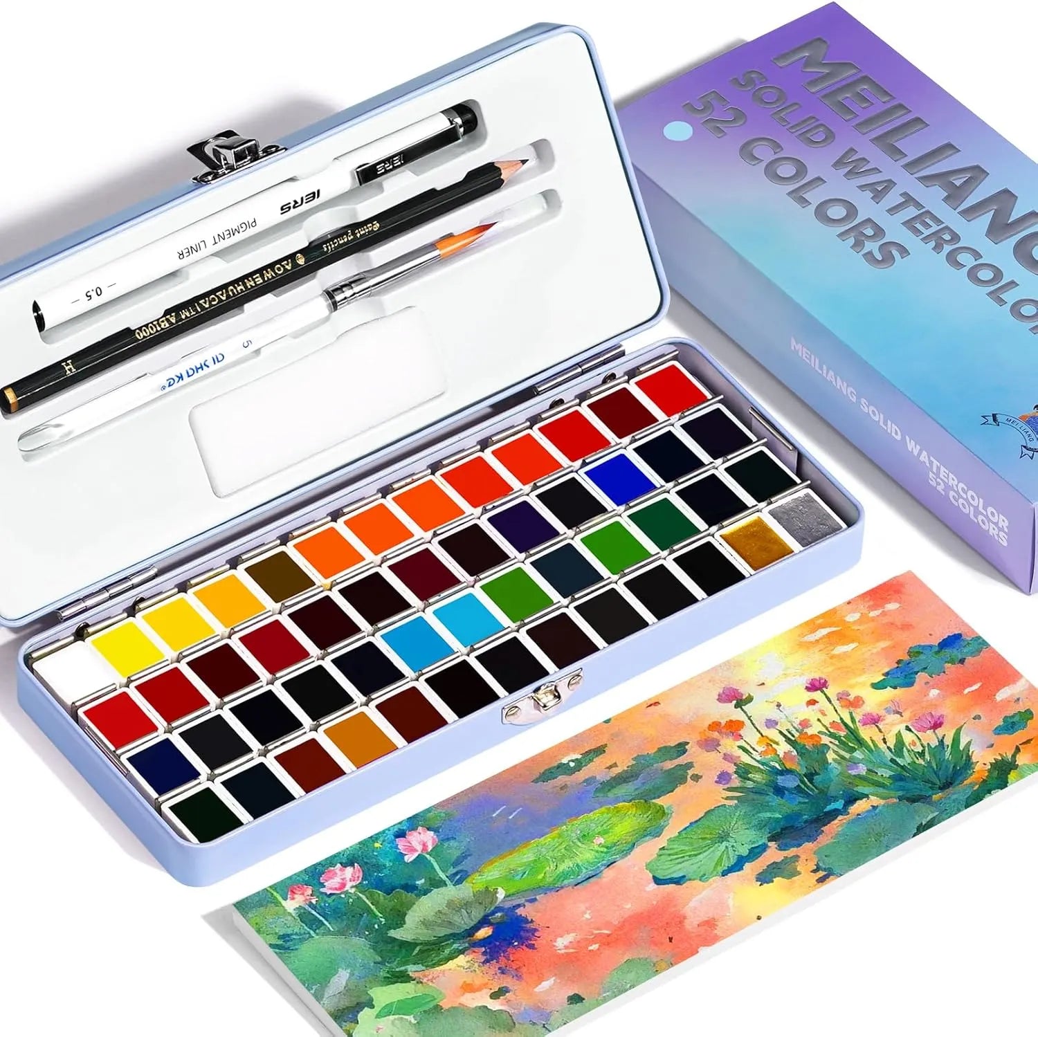 Paul Rubens Travel Watercolor Set 52 Colors with Drawing Pencil Pai