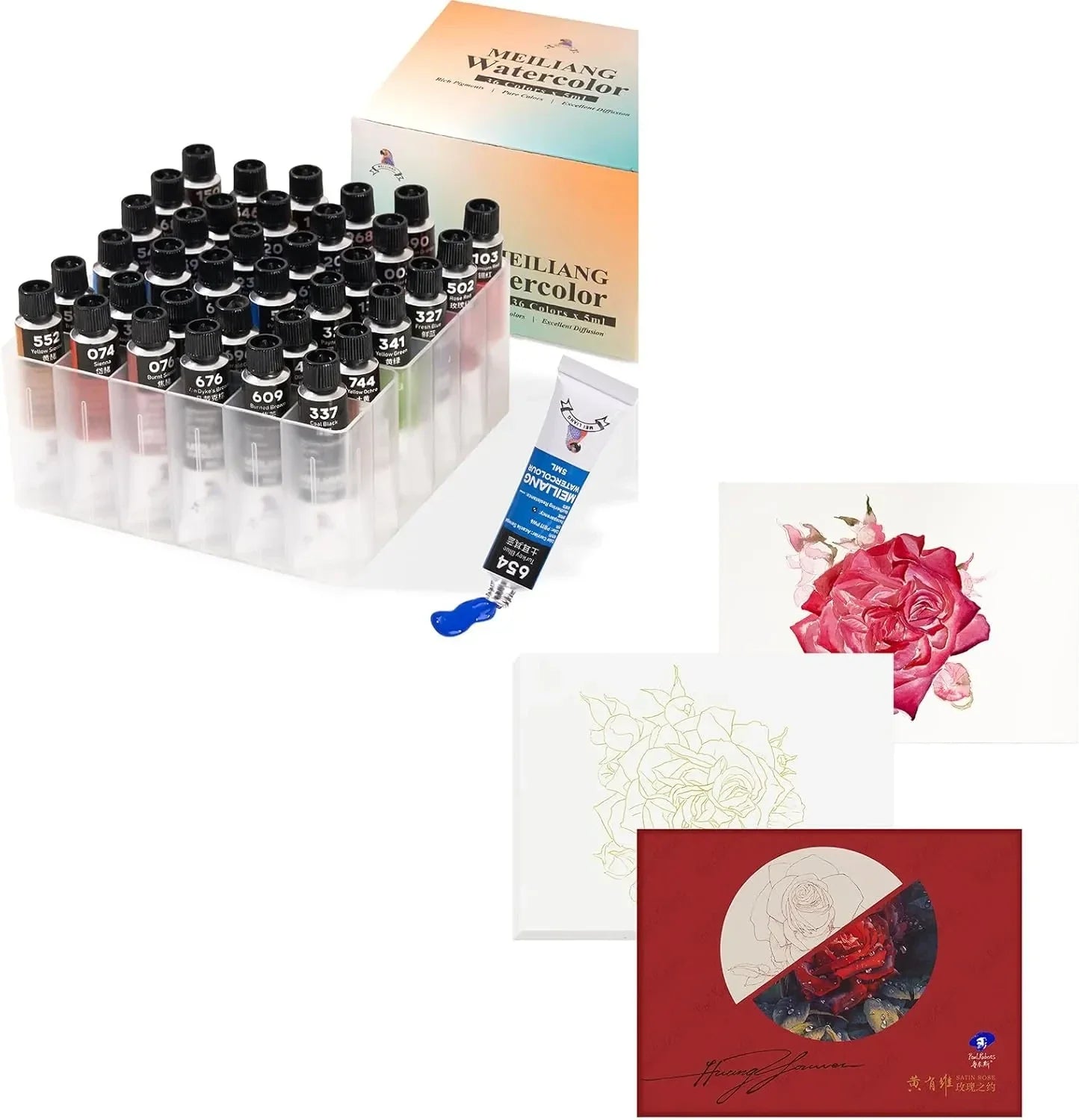 Paul Rubens Hot Press Watercolor Paint Set Bundle Set 36 Colors 12 (2x7)