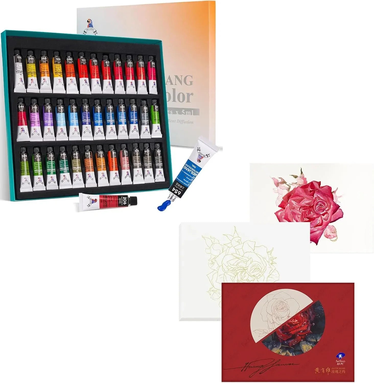 Paul Rubens Hot Press Watercolor Paint Set Bundle Set 36 Colors 12 (2x7 Meiliang)