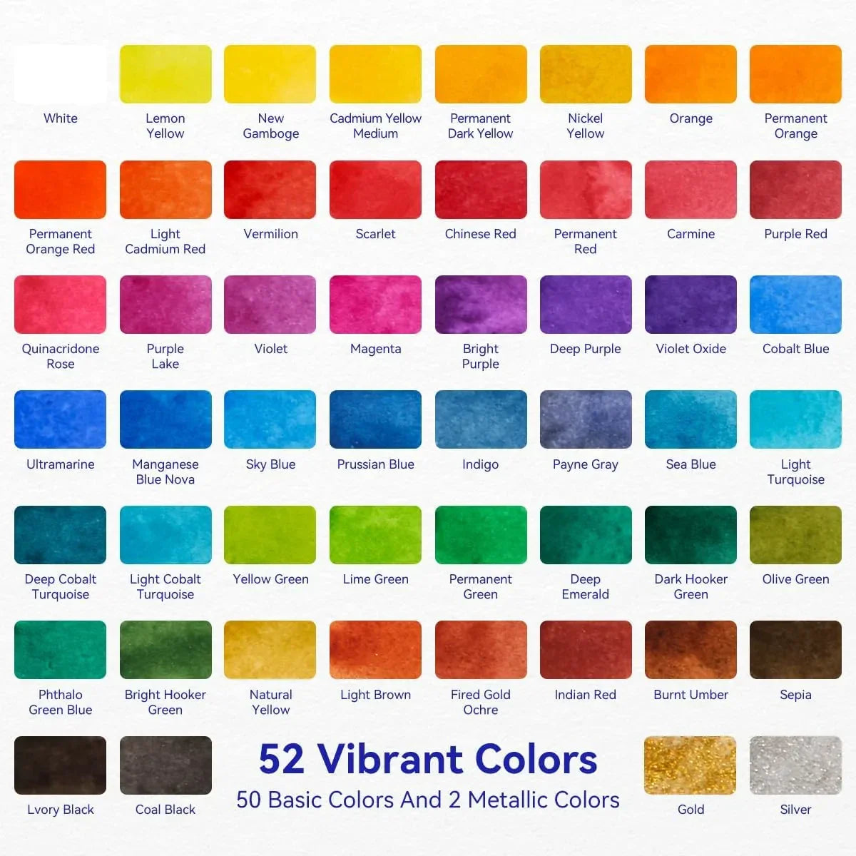 Paul Rubens Hot Press Watercolor Paint Set Bundle Set 52 Colors 12 (2x7 Purple Case Meiliang)