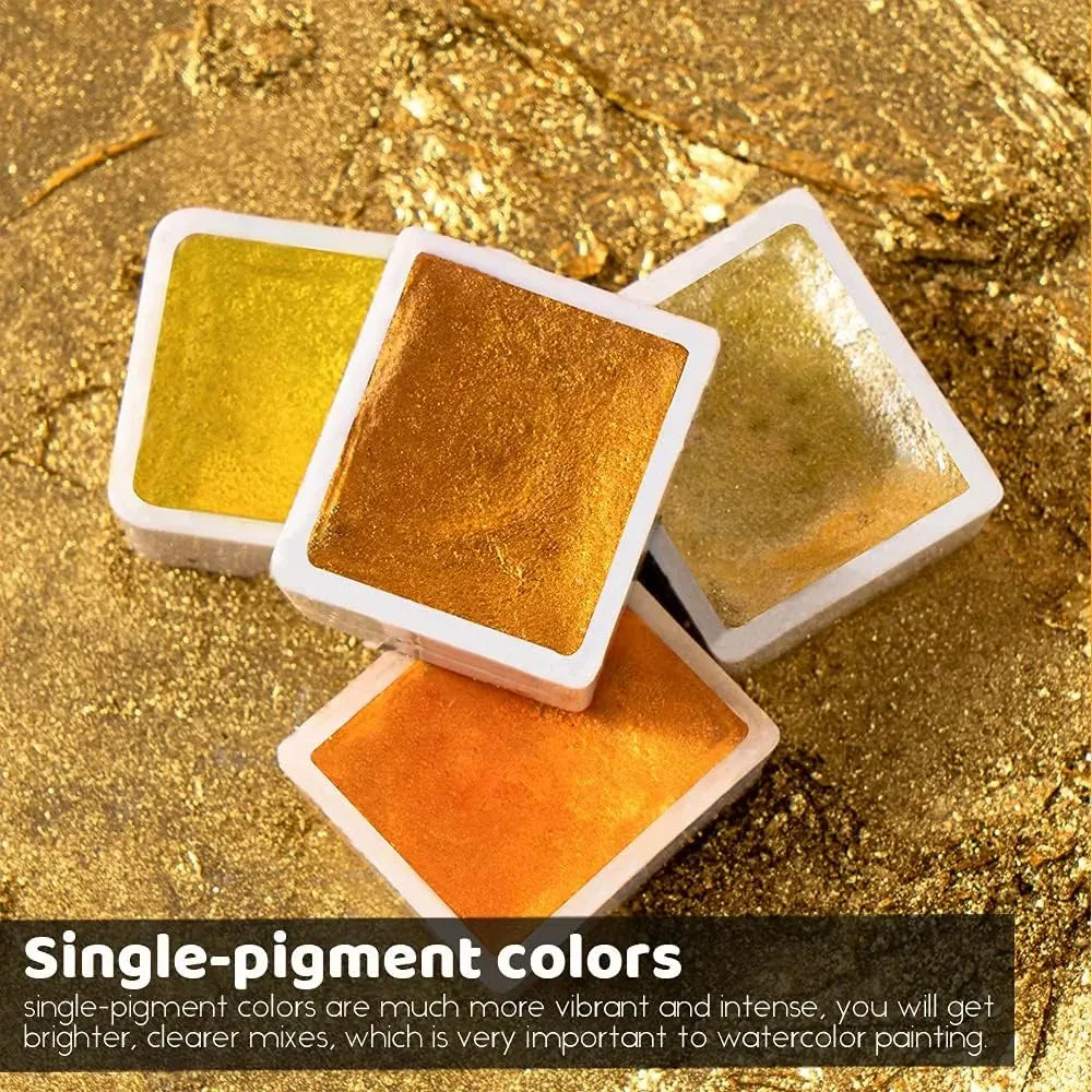 Paul Rubens 48 Colors Artist Watercolor Paints-incl 24 Metallic Color 24 Vivid Color -Pink Portable Metal Case with Palette