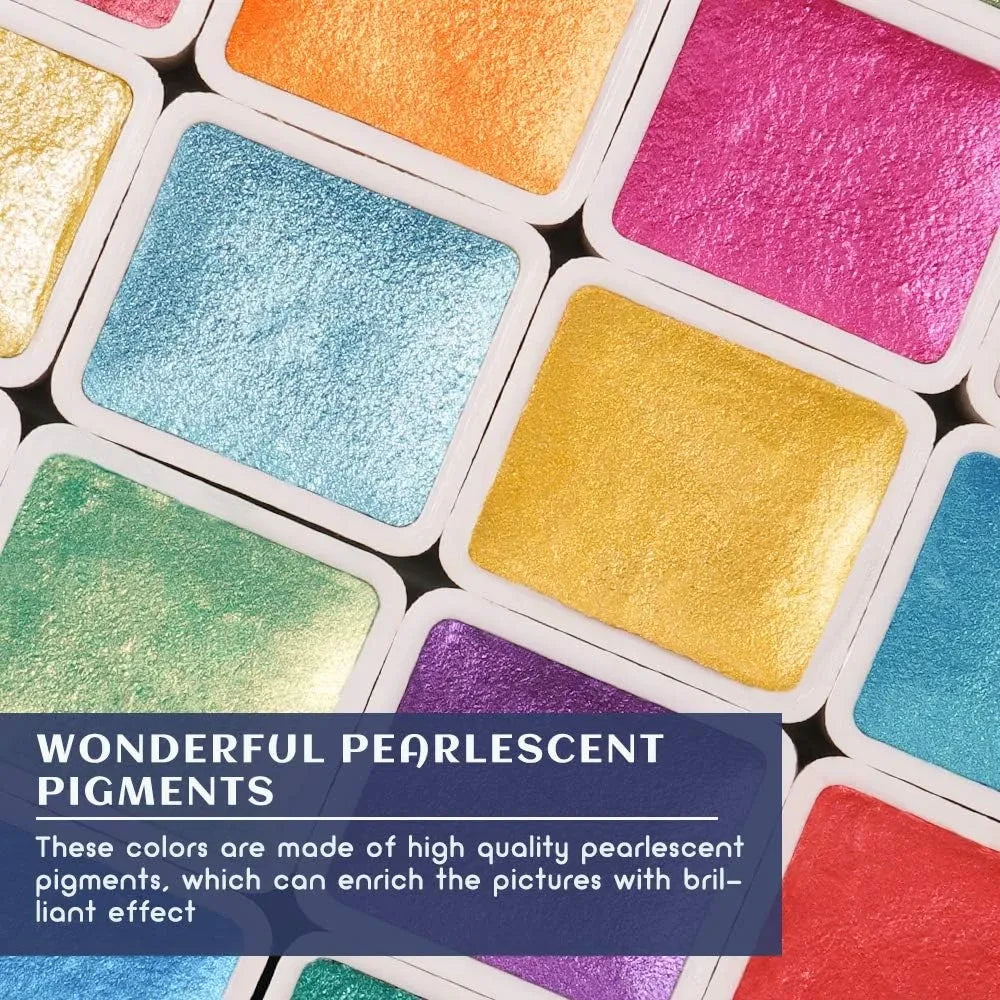 Paul Rubens Artist Grade Watercolor Paint Set, 48 Glitter Colors