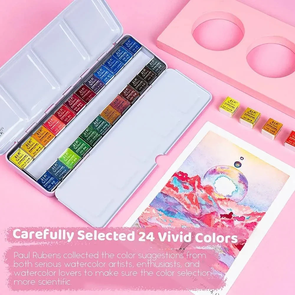 Paul Rubens Watercolor Paint 14 Vibrant Neon Colors and 24 Vivid Co