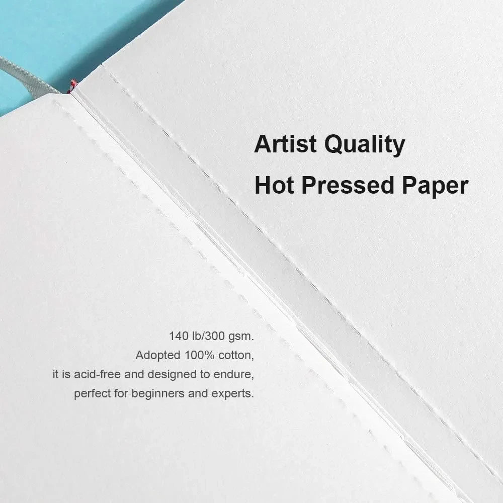 Paul Rubens Hot Press Watercolor Paint Set 24 Colors 20 Sheets (8x5 Journal)