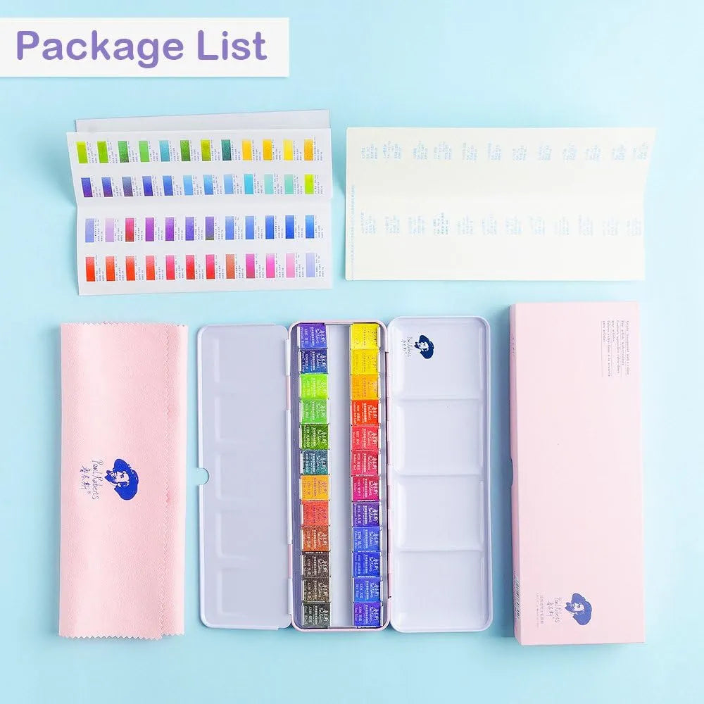 Paul Rubens Hot Press Watercolor Paint Set 24 Colors 20 Sheets (8x5 Journal)