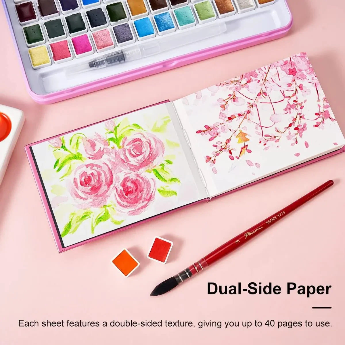 Paul Rubens Hot Press Watercolor Paint Set 24 Colors 20 Sheets (6x5 Journal)