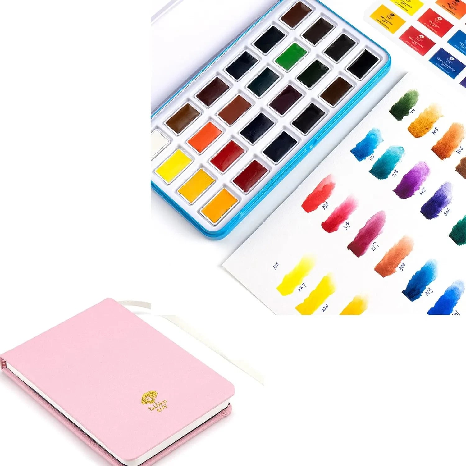 Paul Rubens Hot Press Watercolor Paint Set 24 Colors 20 Sheets (Journal Full Pan)