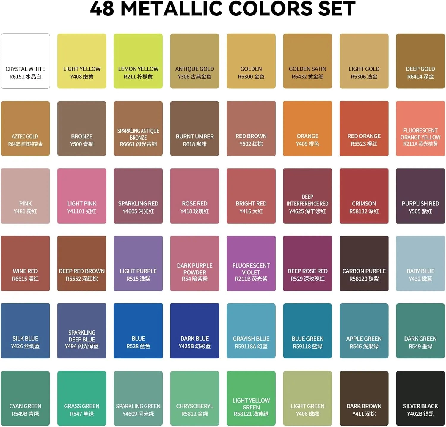 Paul Rubens Watercolor Paint Set 48 Metallic Colors Full-Pan Pearle