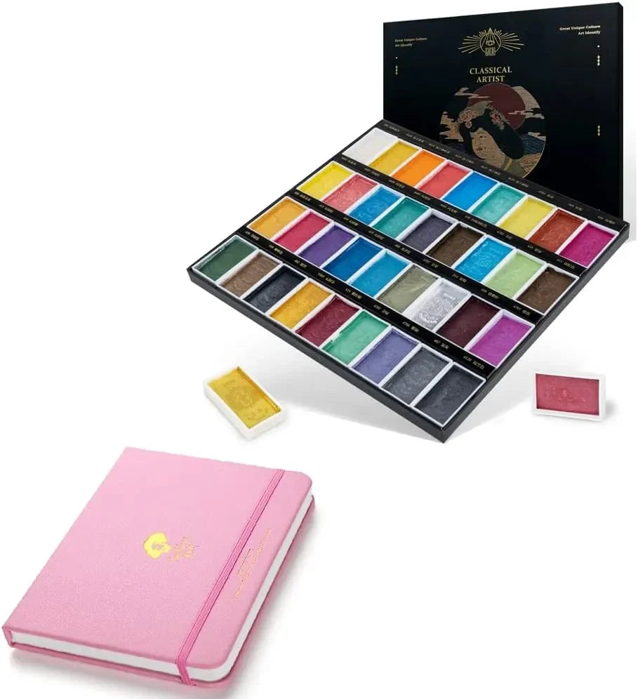 Paul Rubens 36 GUCAI Watercolor Paint Set and a Watercolor Paper Bl